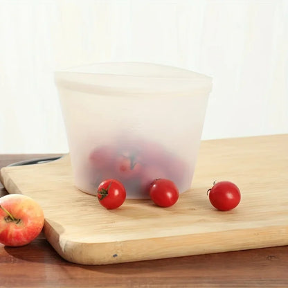3PCS Reusable Silicone Food Storage Bags – Leakproof Ziplock Containers (500ml–1500ml)